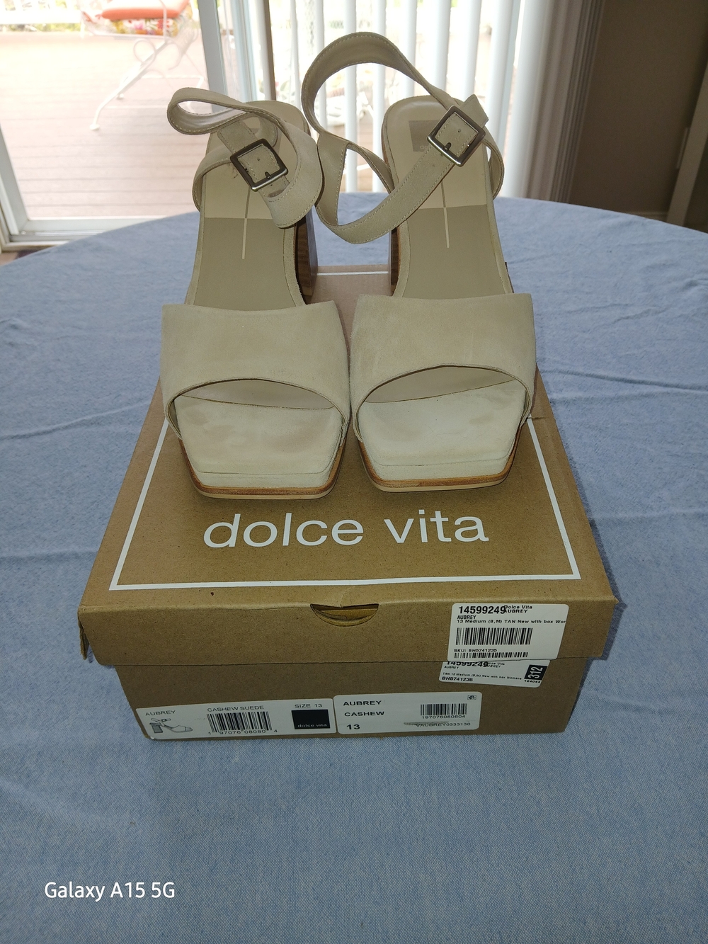 Dolce Vita Beige/Cream Suede Platform Sandals with Ankle Strap